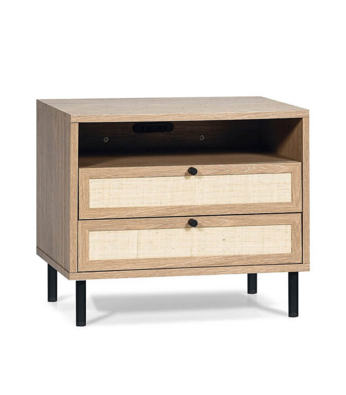Mila Two Drawer Night and Side Table with Open Shelf