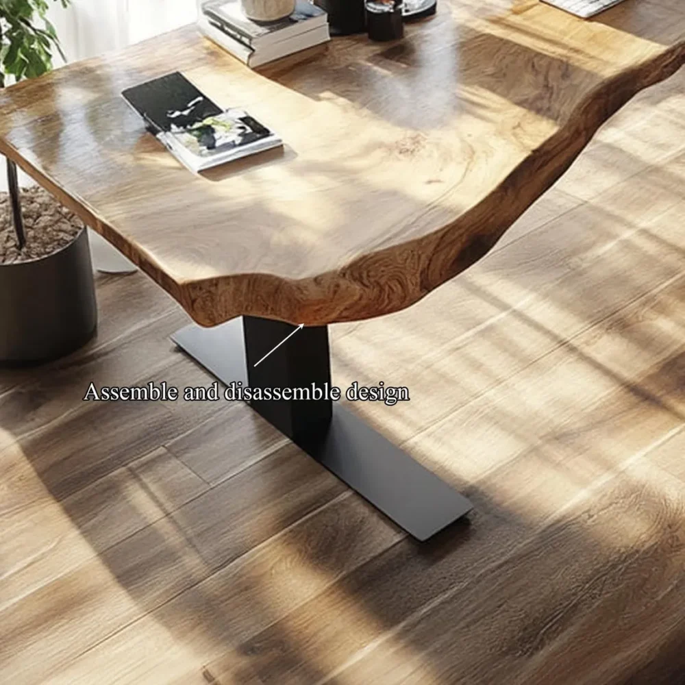Rustic Floating Desk Wall Mounted Live Edge Solid Wood Study Table and Shelf for Home Office - Image 5