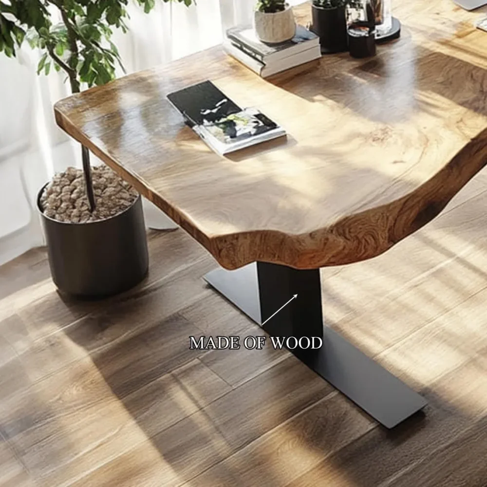 Rustic Floating Desk Wall Mounted Live Edge Solid Wood Study Table and Shelf for Home Office - Image 6