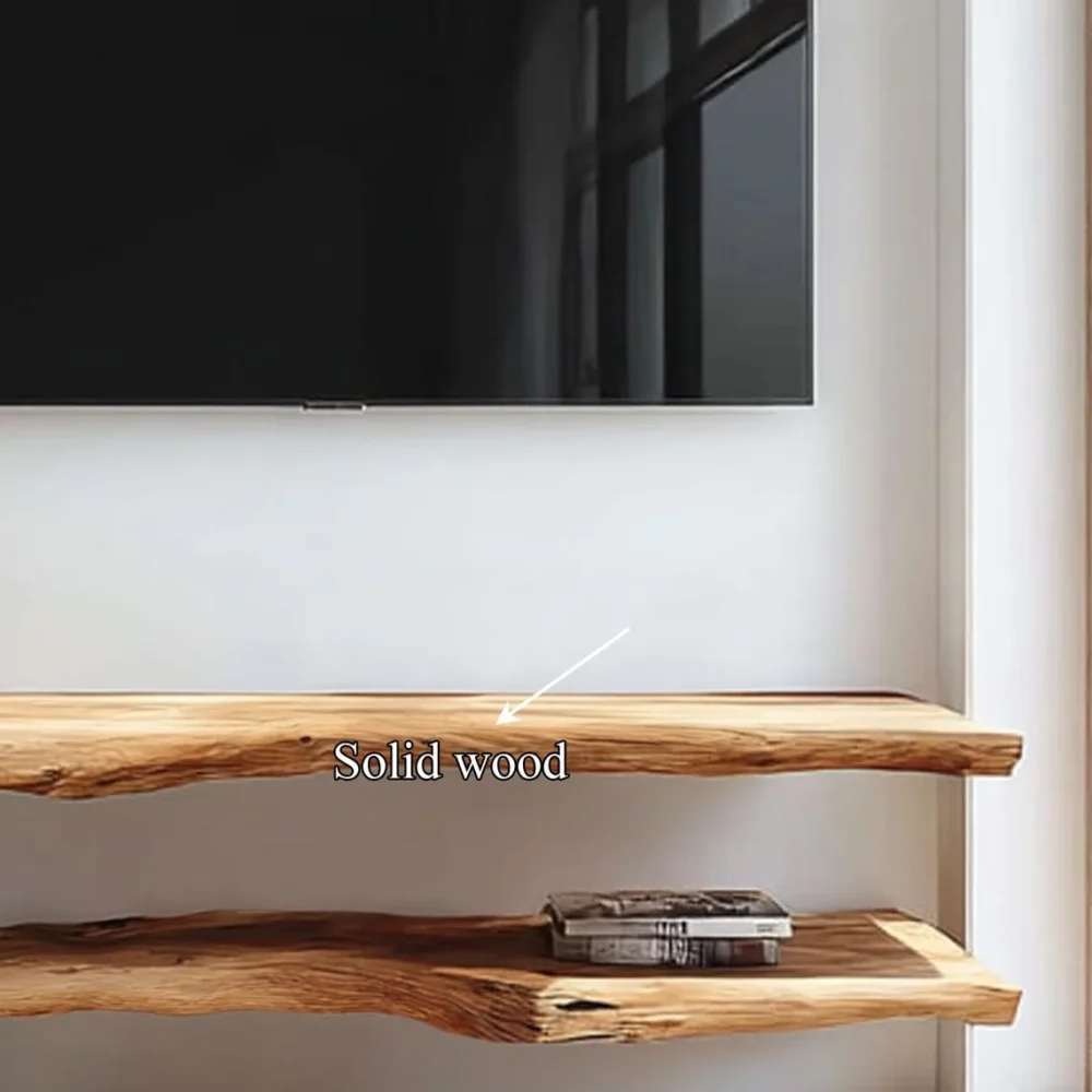 Live Edge Solid Wood Console Table Rustic Media Stand with Storage for Modern Living Room Decor - Image 5