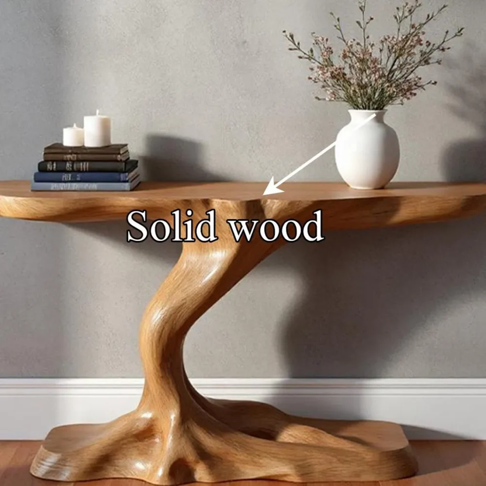 Custom Solid Wood Console Table Tree Inspired Rustic Entryway Furniture with Artistic Design - Image 3