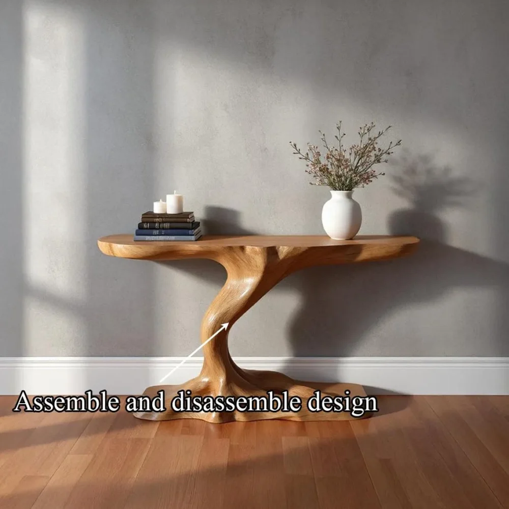 Custom Solid Wood Console Table Tree Inspired Rustic Entryway Furniture with Artistic Design - Image 4