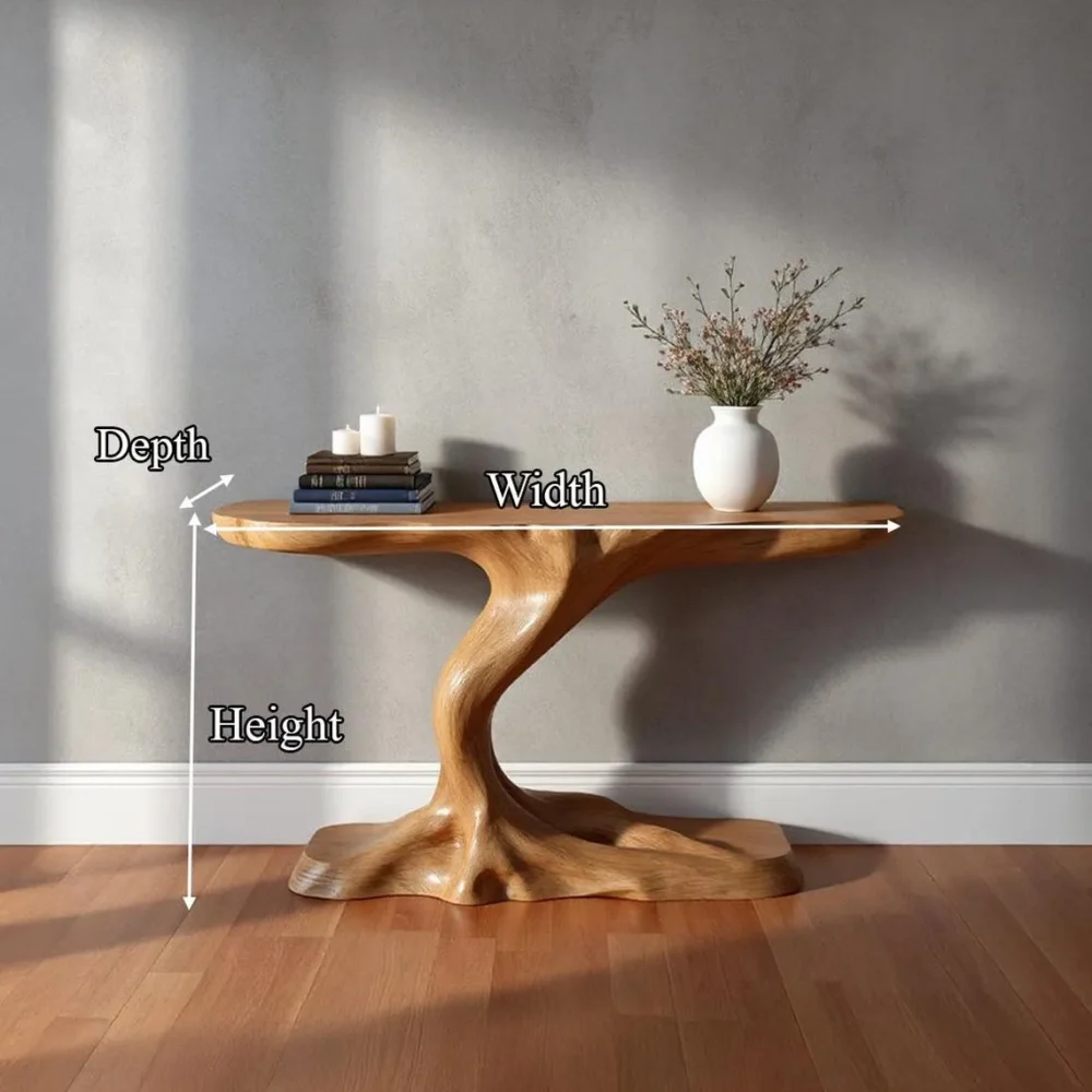 Custom Solid Wood Console Table Tree Inspired Rustic Entryway Furniture with Artistic Design - Image 5