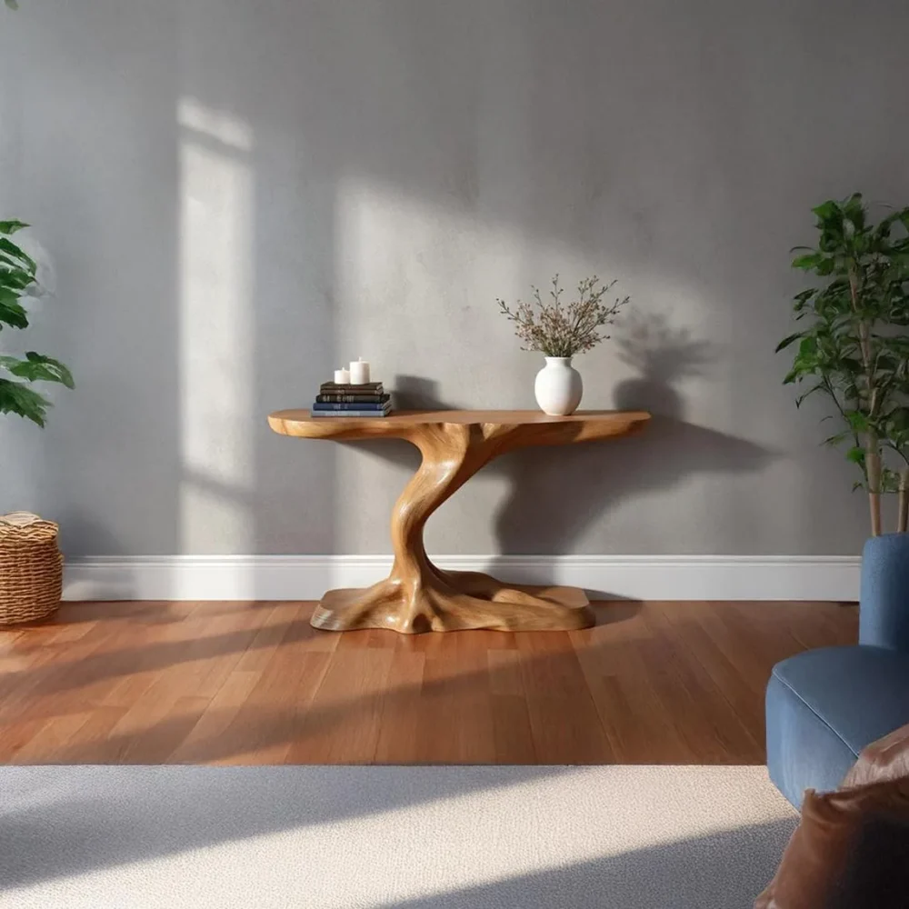 Custom Solid Wood Console Table Tree Inspired Rustic Entryway Furniture with Artistic Design - Image 6