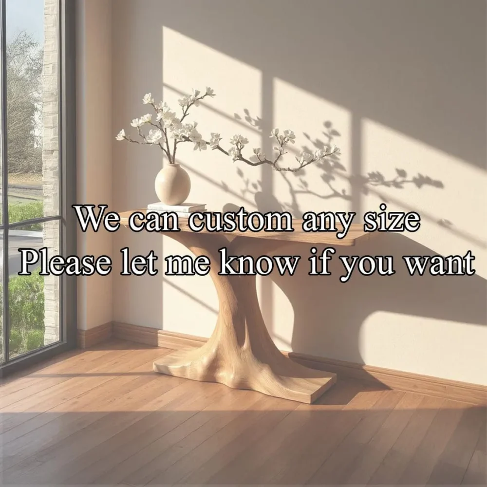 Handcrafted Rustic Console Table Solid Wood Tree Shaped Entryway Furniture in Farmhouse Style - Image 2