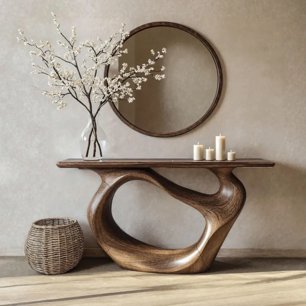 Custom Live Edge Console Table Handmade Solid Wood Narrow Entryway or Side Table with Unique Grain