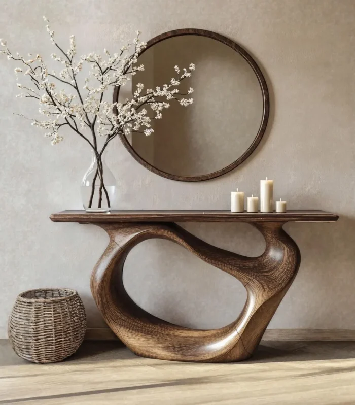 Custom Live Edge Console Table Handmade Solid Wood Narrow Entryway or Side Table with Unique Grain