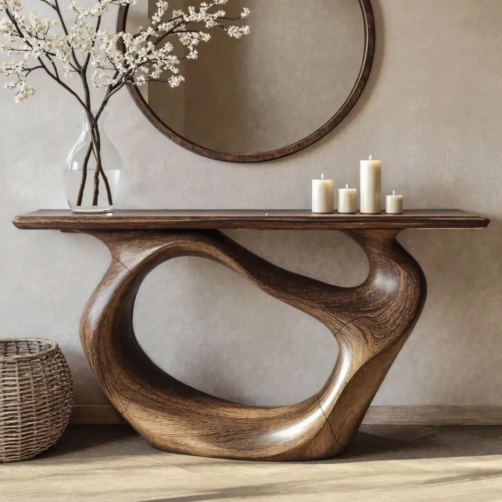 Custom Live Edge Console Table Handmade Solid Wood Narrow Entryway or Side Table with Unique Grain - Image 2