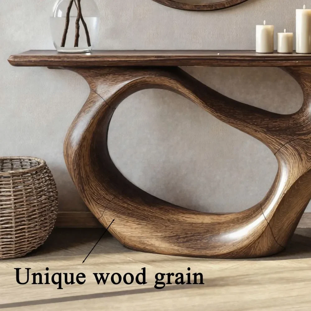 Custom Live Edge Console Table Handmade Solid Wood Narrow Entryway or Side Table with Unique Grain - Image 3
