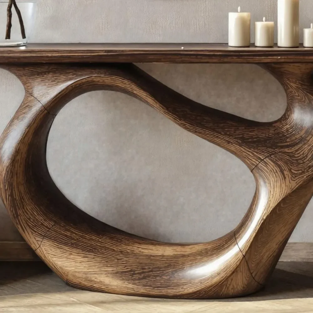 Custom Live Edge Console Table Handmade Solid Wood Narrow Entryway or Side Table with Unique Grain - Image 5