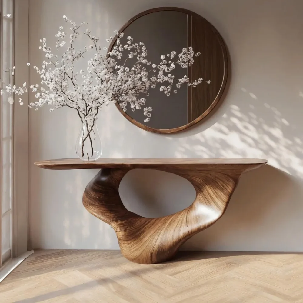 Unique Handmade Console Table Solid Wood Narrow Entryway Table for Living Room or Wedding Decor