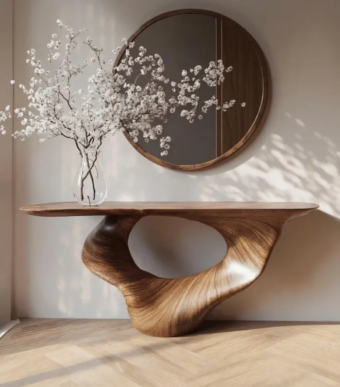 Unique Handmade Console Table Solid Wood Narrow Entryway Table for Living Room or Wedding Decor