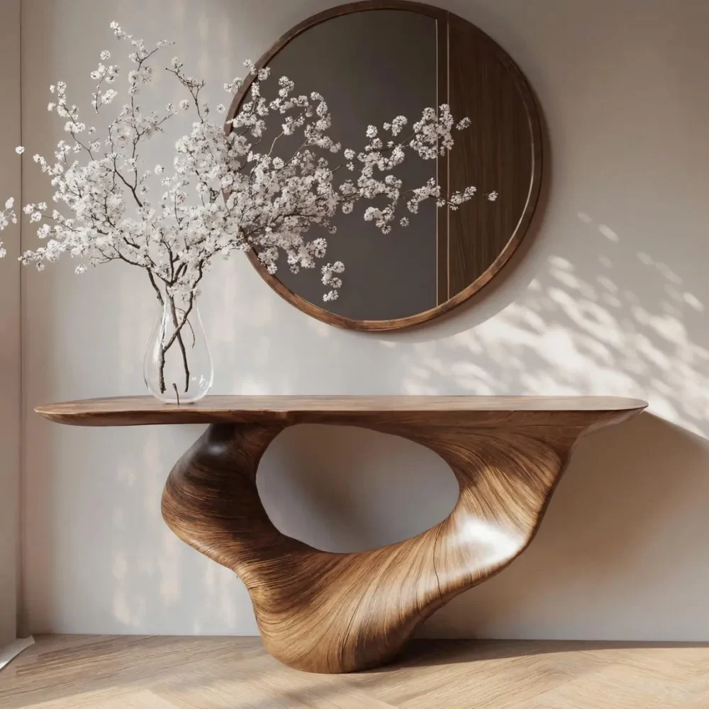 Unique Handmade Console Table Solid Wood Narrow Entryway Table for Living Room or Wedding Decor - Image 3